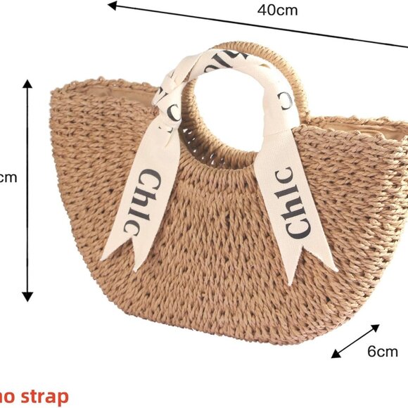 Women's Straw Woven Tote Bag Summer Beach Purse Casual Spacious Lightweight - Picture 2 of 6